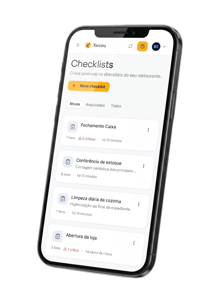 Tela de checklists